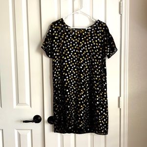 Madewell Broadway& Broome Metallic dot black dress